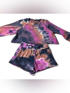 entro Multicolor Tie-Dye Lounge Set in Pink, Black & Brown